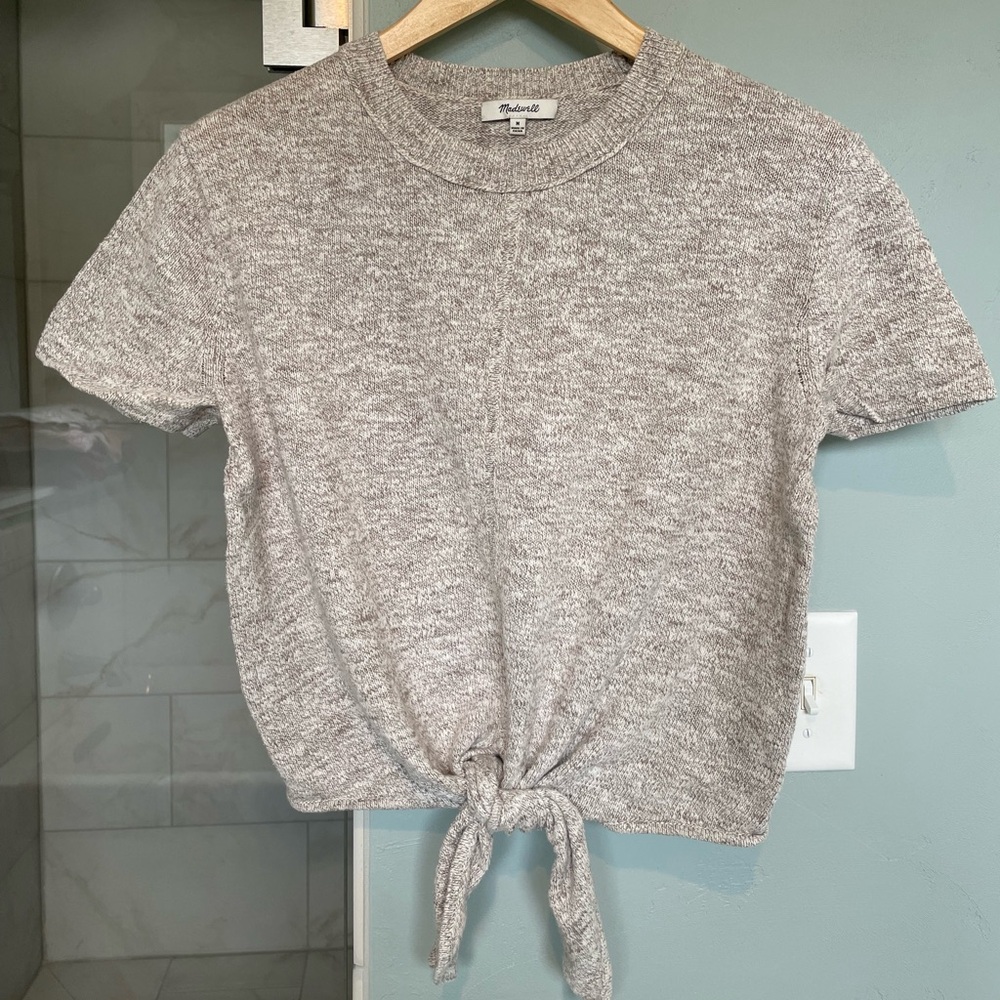 Madewell Tie Front Short Sleeve Sweater M - Picture 3 of 9